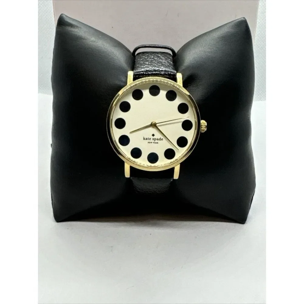 Kate Spade New York 0107 Women's Black Leather Analog Dial Quartz Watch JNA166